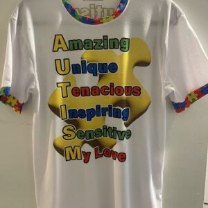 White with large yellow puzzle piece T-shirt